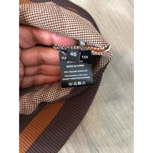 Dodo Bar Or Paula Jacquard-Knit Zip Jacket 2 Tone Brown Geometric Pattern 46. - Picture 11 of 16